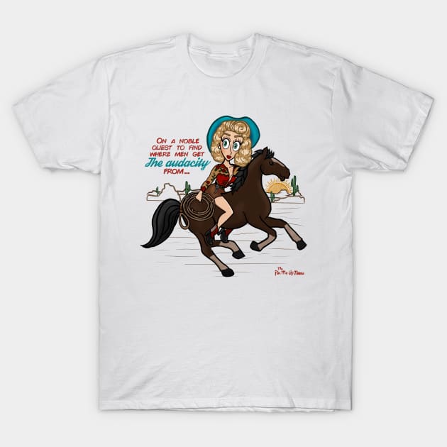 “On a quest” cowgirl pin up T-Shirt by The Pin Me Up Toons